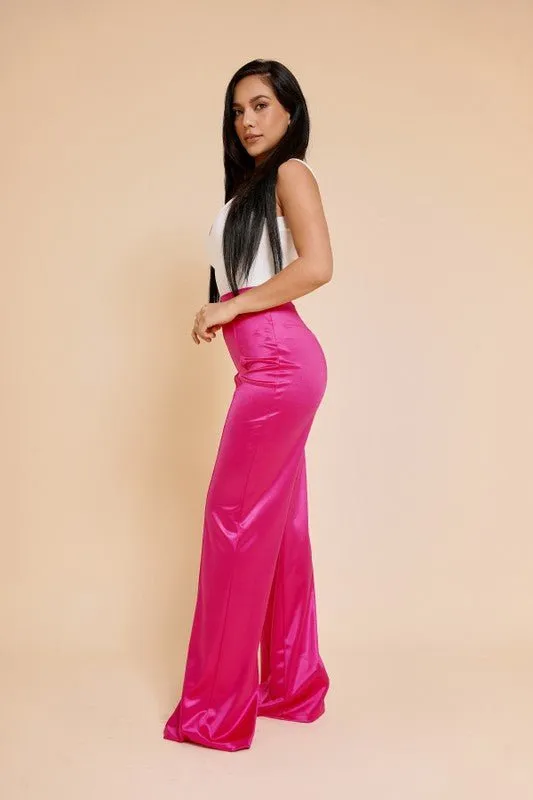 VIVIANNE SATIN PANT - Fuchsia