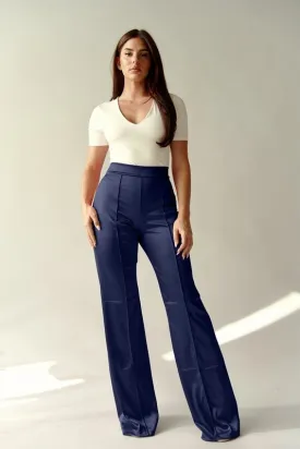 VIVIANNE SATIN PANT - Navy