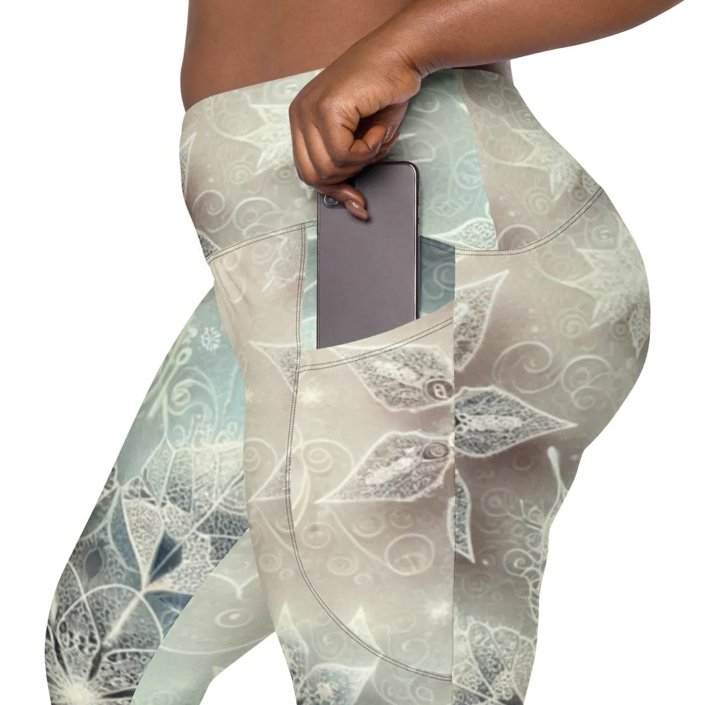 Whimsical Winter Wear Crossover Leggings with Pockets