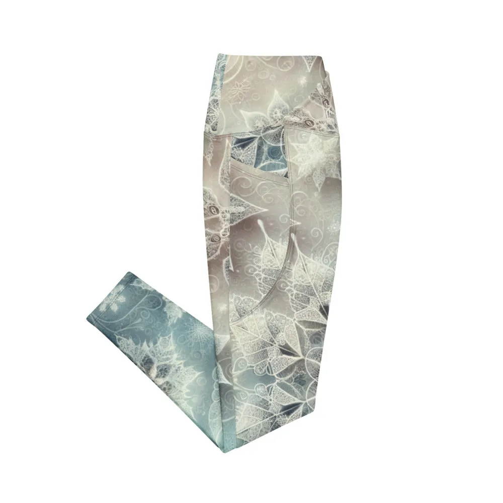 Whimsical Winter Wear Crossover Leggings with Pockets