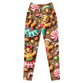 Whimsical Winter Wear Crossover Leggings with Pockets