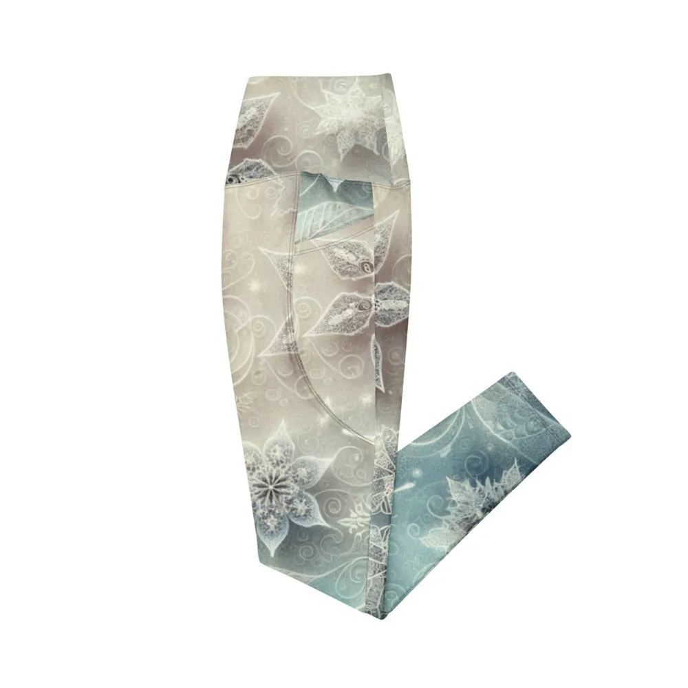 Whimsical Winter Wear Crossover Leggings with Pockets